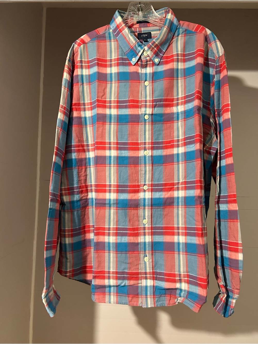 J. Crew Blue and Red Plaid Button-Down Shirt